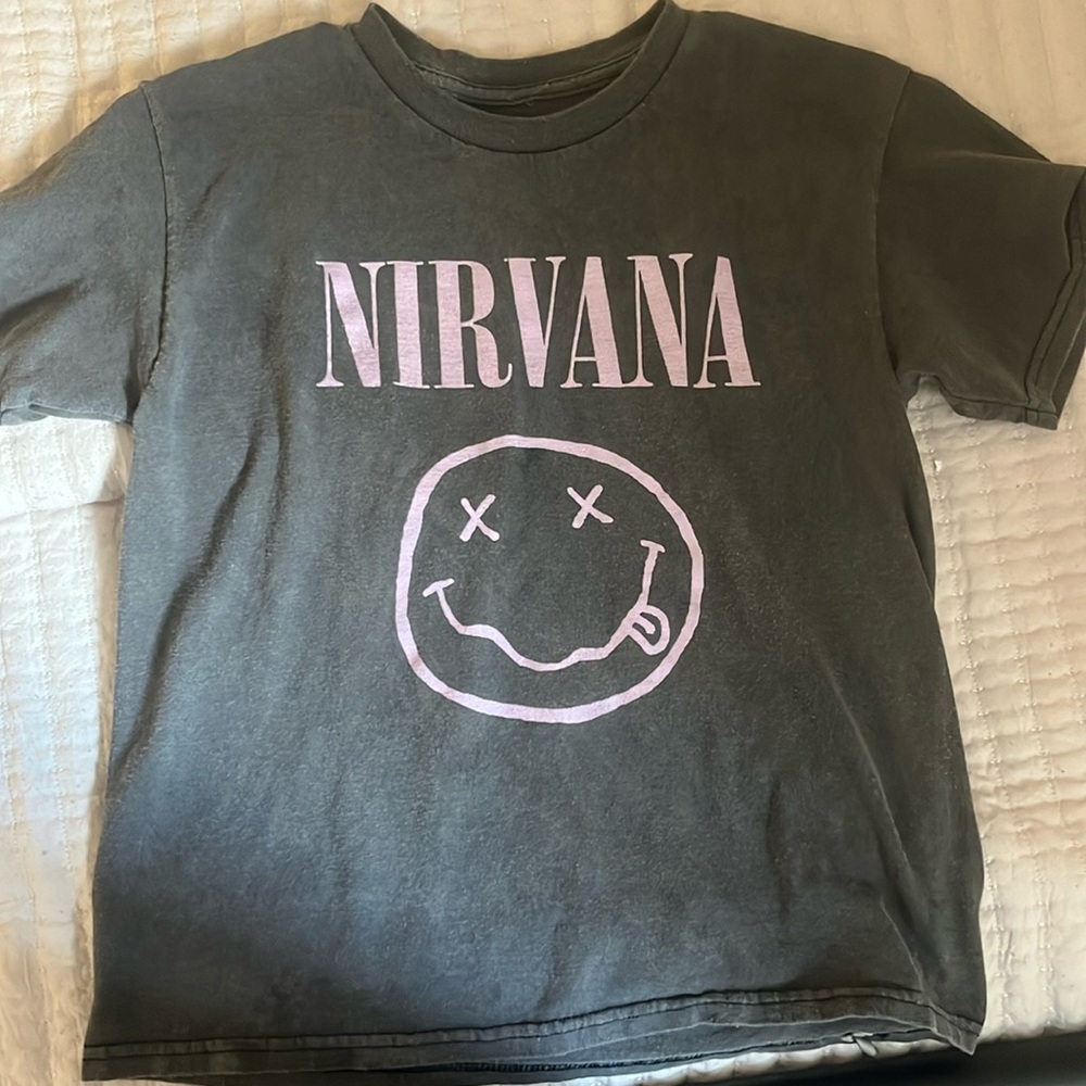 Cute grey and lavender nirvana shirt preppy